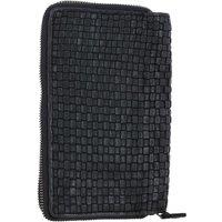Ashwood Leather Women's 'Grazia Infinita' Woven Leather Vintage Zip Around Large Purse in Black