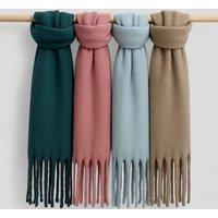 My Posh Shop Women's Plain Soft Blanket Tassel Scarf in Pale Blue