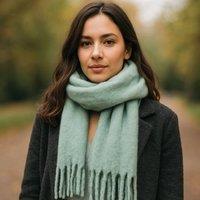My Posh Shop Women's Plain Soft Blanket Tassel Scarf in Mint