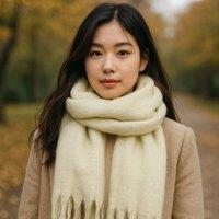 My Posh Shop Women's Plain Soft Blanket Tassel Scarf in Yellow