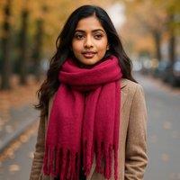 My Posh Shop Women's Plain Soft Blanket Tassel Scarf in Dark Pink