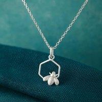 Orsa May Women's Sterling Silver Honeycomb Bee Pendant Necklace