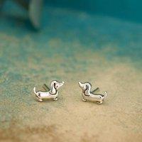 Orsa May Women's Sterling Silver Dachshund Stud Earrings