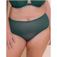 Curvy Kate Women's Victory Short Brief Sheer Knickers Lingerie in Green | Size: 10