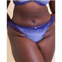 Scantilly Women's Glamour Puss Thong Knickers in Navy | Size: Large
