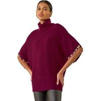 Roman Women's Faux Pearl Embellished Knit Jumper in Maroon | Size: 14