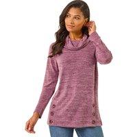 Roman Women's High Neck Buttoned Top in Purple | Size: 12
