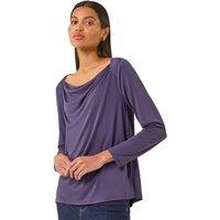 Roman Women's Cowl Neck Premium Stretch Top in Purple | Size: 16