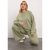 Yours Women's Crew Neck Sweatshirt in Light Green | Size: 14