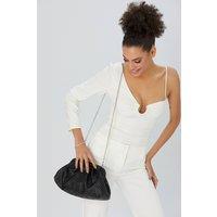 Belissh Women's Textured Pu Leather Large Pouch Bag with Detachable Crossbody Strap in Black