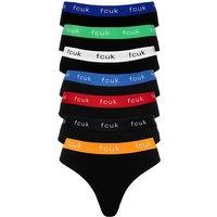 French Connection Women's 7 Pack Cotton FCUK Thongs in Red | Size: Medium