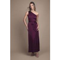 Oasis Women's One Shoulder Satin Maxi Bridesmaid Dress in Grape | Size: 16