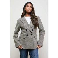 Oasis Women's Heritage Check Blazer in Chocolate | Size: 10