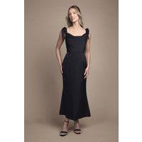 Oasis Women's by Coast Satin Tie Shoulder Cowl Front Midi Bridesmaid Dress in Black Black | Size: 14