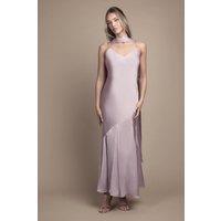 Oasis Women's Satin Scarf Detail Strappy Maxi Bridesmaid Dress in Rose | Size: 12