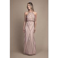 Oasis Women's Sleeveless Sequin Maxi Bridesmaid Dress in Champagne | Size: 12