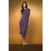 Coast Women's Cap Sleeve Pearl Embellished Pencil Dress in Berry | Size: 10