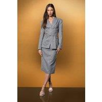 Coast Women's Muse Check Midi Pencil Skirt With Embellishment in Grey | Size: 8