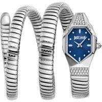 Just Cavalli Women's Snake Silver Color Case, Dark Blue Dial, Stainless Steel Watch