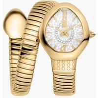 Just Cavalli Women's Womens's Snake Watch, Gold Color Case, Silver Dial, Gold Color Stainless Steel Bracelet | Size: 22 Pack