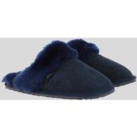 Fenland England Women's 'Pippa' Classic Suede Sheepskin Slippers in Navy | Size: 8