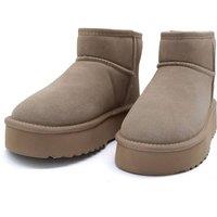Kitise Women's Genuine Suede Leather Flatform Comfort Ankle Boots in Nude | Size: 6