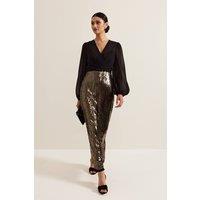 Phase Eight Women's Aniya Sequin Long Sleeved Maxi Dress in Black | Size: 8