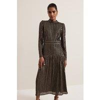 Phase Eight Women's Gloria Sequin Stripe Midi Dress in Black | Size: 18