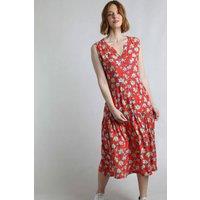 Weird Fish Women's Mala Printed Sleeveless Dress in Red | Size: 18