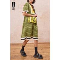 Orla Kiely Women's Retro Flower Print Slim Crossbody Bag with Adjustable Strap in Yellow