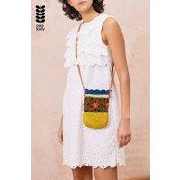 Orla Kiely Women's Woven Raffia Crossbody Phone Pouch with Adjustable Strap in Brown