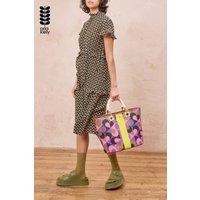 Orla Kiely Women's Statement Tote Bag in Retro Print with Leather Handles in Purple