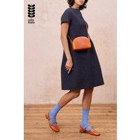 Orla Kiely Women's Leather Crossbody Bag with Adjustable Strap & Stitch Detail in Orange