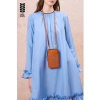 Orla Kiely Women's Leather Crossbody Phone Case with Adjustable Strap & Card Slots in Orange