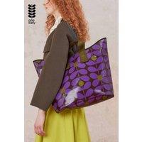 Orla Kiely Women's Retro Stem Print Large Tote Bag with Dual Handles in Purple