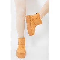 IKRUSH Women's Martha Thick Heel Platform Boots in Camel | Size: 3
