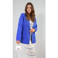 IKRUSH Women's Jemma Open Front Oversized Casual Blazer in Royal | Size: Small