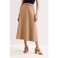 Phase Eight Women's Wool Blend Belted Midi Skirt in Light Tan | Size: 10