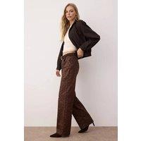 WOVCOR Women's Snake Print High Waist Wide Leg Jeans in Brown | Size: 8