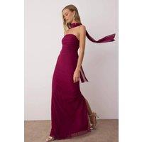 WOVCOR Women's Shawl Detail Draped Knit Maxi Evening Dress in Plum | Size: 6