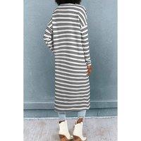 Everyday The Label Women's Black Stripe Print Open Front Duster Cardigan | Size: Small