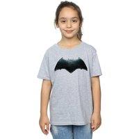 DC Comics Girl's Justice League Movie Batman Emblem Cotton T-Shirt in Grey | Size: 5-6 Years