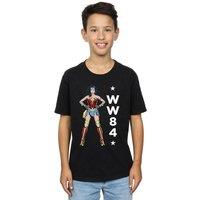 DC Comics Boy's Wonder Woman 84 Standing Logo T-Shirt in Black | Size: 3-4 Years