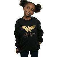 DC Comics Girl's Wonder Woman 84 Golden Logo Sweatshirt in Black | Size: 7-8 Years