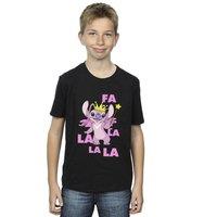 Disney Boy's Lilo & Stitch Angel Fa La La T-Shirt in Black | Size: 3-4 Years