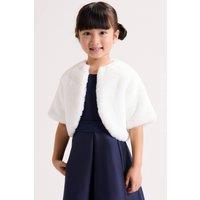Phase Eight Girl's Lucie Faux Fur Cover Up in White | Size: 11-12 Years
