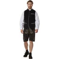 tectake Men's Waistcoat Noah In Velvet With Traditional Bavarian Check Pattern in Black | Size: 56