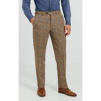 Dobell Men's Brown Windowpane Check Harris Tweed Trousers | Size: 32R