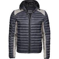 TEE JAYS Men's Crossover Hooded Padded Outdoor Jacket in Mid Grey | Size: XL