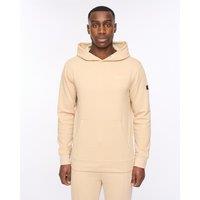 Duck&Cover Men's Hannings Men's Premium Stretch Fleece Hoodie - Raised Ink Graphic with Technical Cut & Sew Panels in Stone | Size: Large